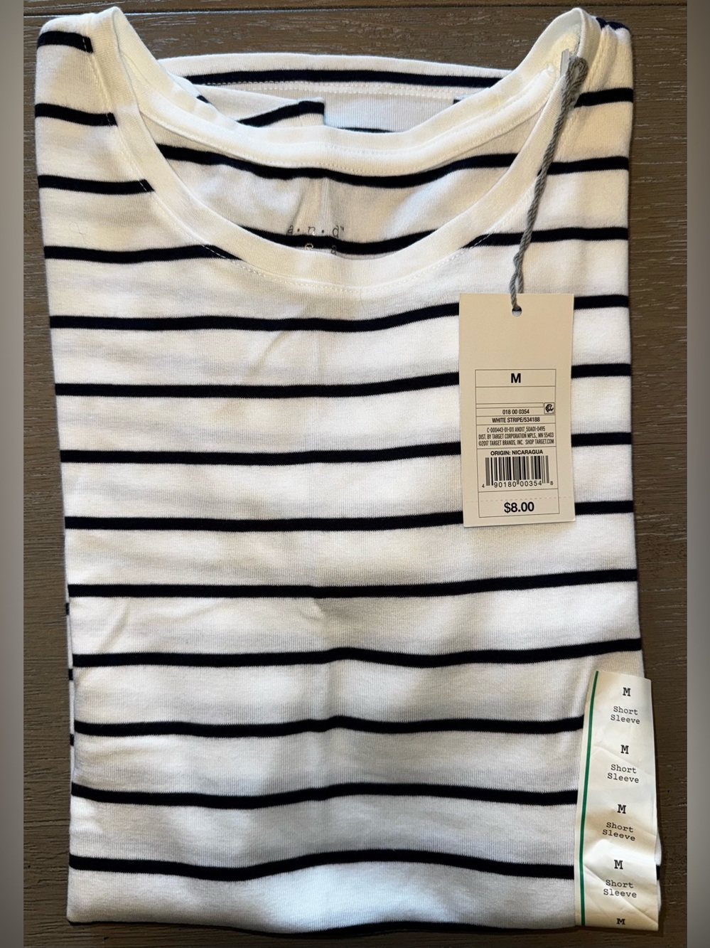 Women's Short-Sleeve Striped Crewneck Tee - White/Black